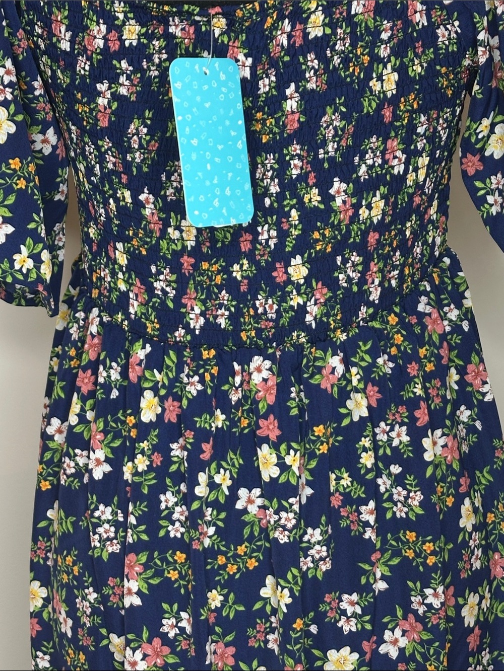 [WOMEN] Floral Maxi Dress Blue Cottagecore Spring Summer Dress Size Large NWT - Picture 4 of 6